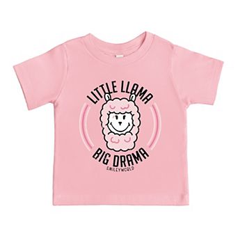 SmileyWorld Little Llama Big Drama - Toddler Short Sleeve Graphic T-Shirt