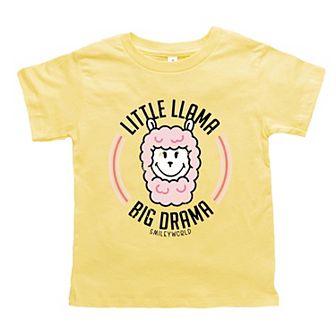 SmileyWorld Little Llama Big Drama - Toddler Short Sleeve Graphic T-Shirt