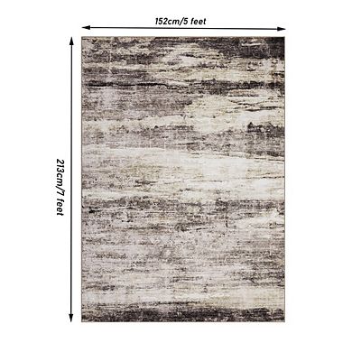 Abstract Area Rug Machine Washable Runner Rug Non Slip Backing Low Pile Throw Rug