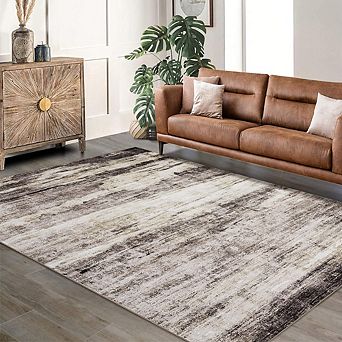 Abstract Area Rug Machine Washable Runner Rug Non Slip Backing Low Pile Throw Rug