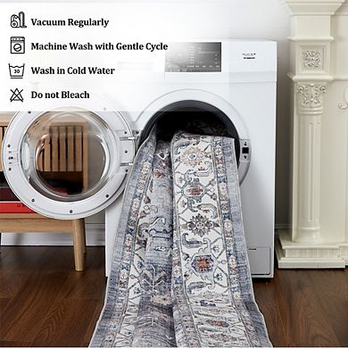 Area Rugs Floral Indoor Mat Non-Slip Backing Washable Low Pile Carpet for Bedroom