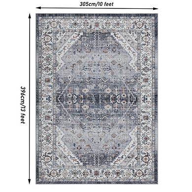 Area Rugs Floral Indoor Mat Non-Slip Backing Washable Low Pile Carpet for Bedroom