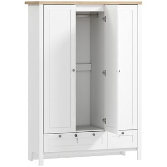 HOMCOM Wardrobe Closet with 3 Doors and 2 Drawers Bedroom Armoire