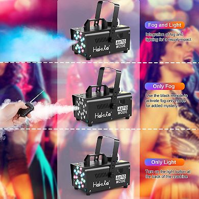 Smoke Machine with 18 Colorful LED Lights Automatic Fog Machine with Racing