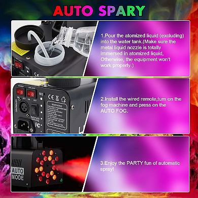 Smoke Machine with 18 Colorful LED Lights Automatic Fog Machine with Racing