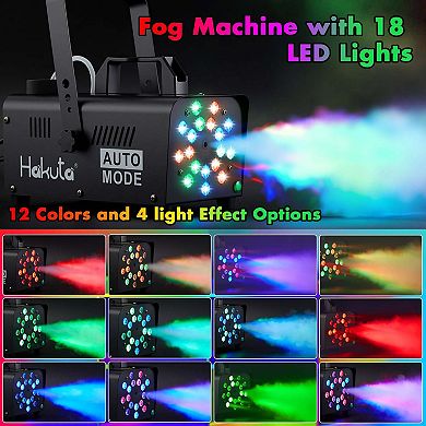 Smoke Machine with 18 Colorful LED Lights Automatic Fog Machine with Racing