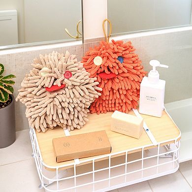2Pcs Soft Absorbent Chenille Towel, Cute Cartoon Decorative Hand Drying Hanging Towel for Bath 7"x7"