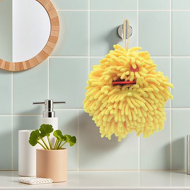 2Pcs Chenille Fuzzy Ball Hand Towels Set, Cute Decorative Hanging Absorbent Towels for Bath 7"x7"