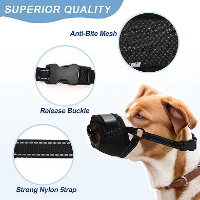 Dog Muzzle, Soft No Barking Bite Mesh Muzzle, Breathable Anti Chewing Muzzle Allows Panting Drinking