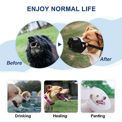 Dog Muzzle, Soft No Barking Bite Mesh Muzzle, Breathable Anti Chewing Muzzle Allows Panting Drinking
