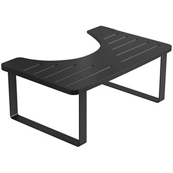 Wooden Metal Toilet Stool 6.7 in Anti-Slip Bathroom Poop Stool for Adults & Kids, Rustproof