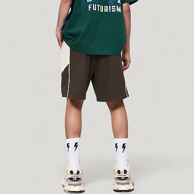 Men's Colorblock Drawstring Waist Relaxed Fit Casual Shorts with Side Pockets