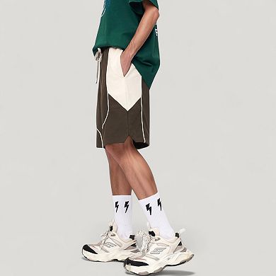 Men's Colorblock Drawstring Waist Relaxed Fit Casual Shorts with Side Pockets