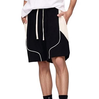 Men's Colorblock Drawstring Waist Relaxed Fit Casual Shorts with Side Pockets