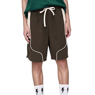 Men's Colorblock Drawstring Waist Relaxed Fit Casual Shorts with Side Pockets