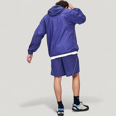 Men's Lightweight Full Zip Hooded Sun Protection Jacket with Contrast Trim and Relaxed Fit