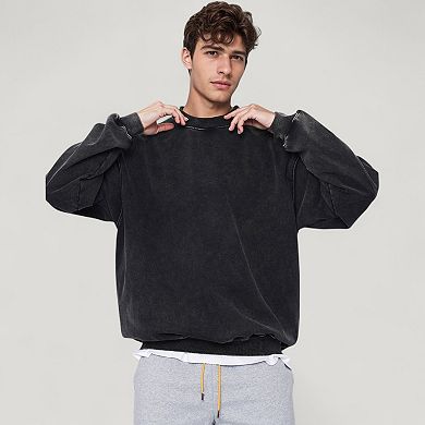 Men's Oversized Crew Neck Long Sleeve Sweatshirt with Relaxed Fit and Minimalist Style