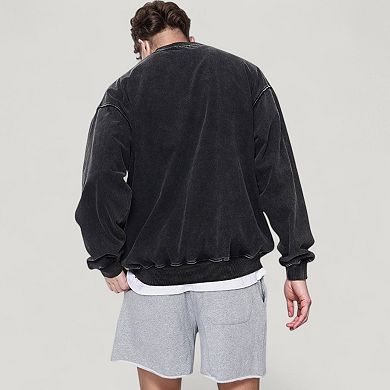 Men's Oversized Crew Neck Long Sleeve Sweatshirt with Relaxed Fit and Minimalist Style