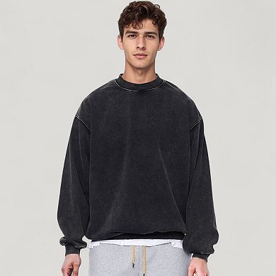 Men's Oversized Crew Neck Long Sleeve Sweatshirt with Relaxed Fit and Minimalist Style