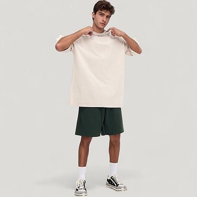 Men's Oversized Short Sleeve Crew Neck T-Shirt with Washed Vintage Look