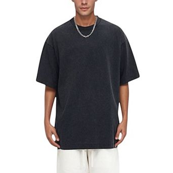 Men's Oversized Short Sleeve Crew Neck T-Shirt with Washed Vintage Look