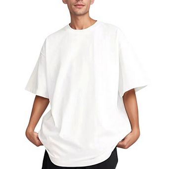 Men's Oversized Short Sleeve Crew Neck T-Shirt with Washed Vintage Look