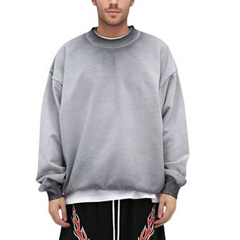 Men's Oversized Crew Neck Long Sleeve Sweatshirt with Dropped Shoulders and Relaxed Fit