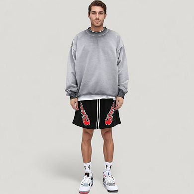 Men's Oversized Crew Neck Long Sleeve Sweatshirt with Dropped Shoulders and Relaxed Fit