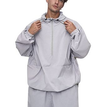 Men's Lightweight Hooded Sun Protection Pullover with Half Zip and Relaxed Fit