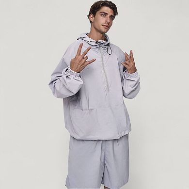 Men's Lightweight Hooded Sun Protection Pullover with Half Zip and Relaxed Fit