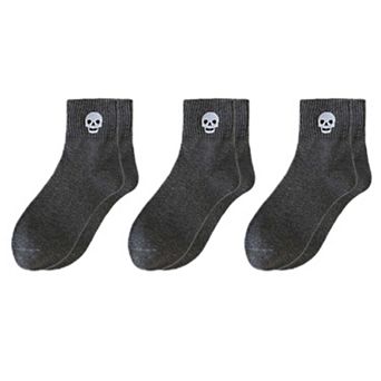 Women's 3-Pack Crew Socks with Ribbed Cuffs in Festive Halloween Design