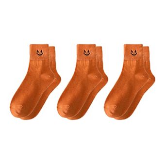 Women's 3-Pack Crew Socks with Ribbed Cuffs in Festive Halloween Design