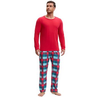 Men's Sleepwear Long Sleeve Tops and Plaid Pants Family Pajamas Set