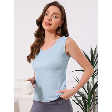 2 Packs Women's Modal Pajama Tank Sleeveless U Neck Loungewear Basic Shirts Summer Sleep Tops