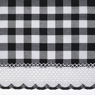 Kate Aurora 3 Piece Country Farmhouse Plaid Gingham Black & White Buffalo Check Kitchen Curtain Set