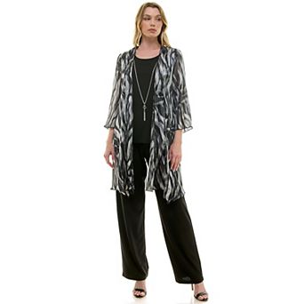 Women's Luxology Cardigan & Pant Set with Detachable Necklace