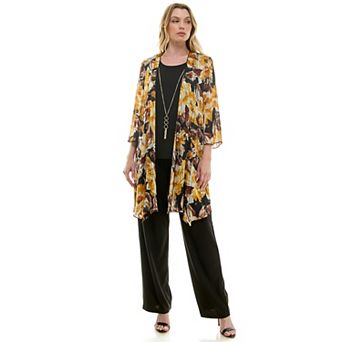 Women's Luxology Cardigan & Pant Set with Detachable Necklace