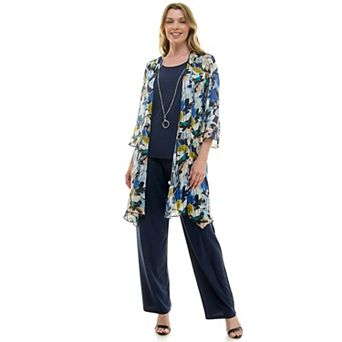 Women's Luxology Cardigan & Pant Set with Detachable Necklace