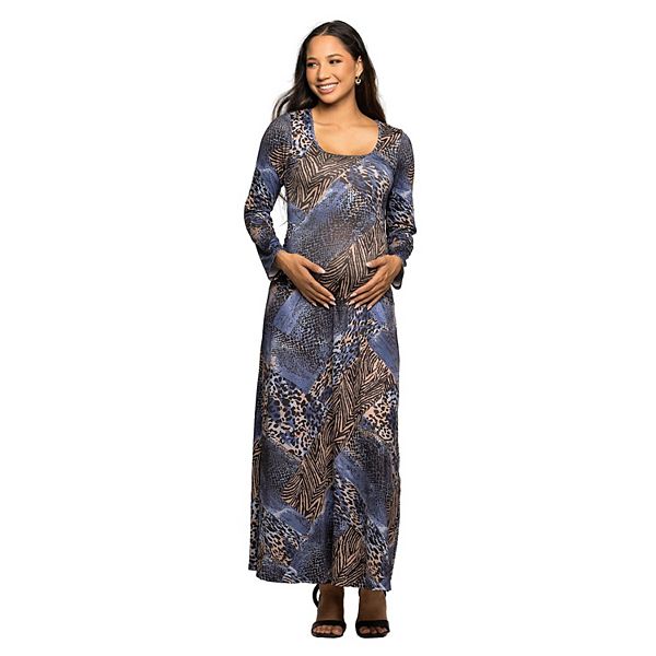 Kohl's Maternity 24Seven Comfort Apparel Long Sleeve Scoop Neck Maxi Dress