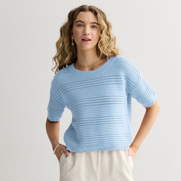 Juniors' Pink Republic Openwork Sweater Top