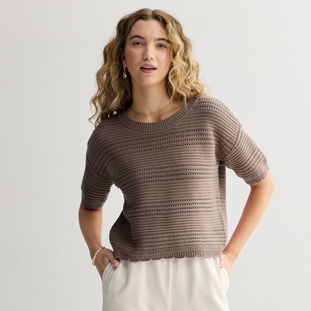 SaintJohnson3rdClubニット Juniors' Pink Republic Openwork Sweater Top