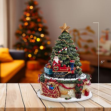 Kurt Adler 6-Inch Christmas Tree Revolving Music Box Table Decor