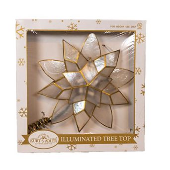 Kurt Adler 11.75-Inch 10-Light Double Point Capiz Star Christmas Tree Topper