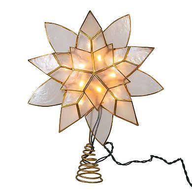 Kurt Adler 11.75-Inch 10-Light Double Point Capiz Star Christmas Tree Topper