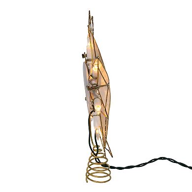 Kurt Adler 9.45-Inch 10-Light Gold Glittered Capiz Star Christmas Tree Topper