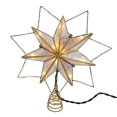 Kurt Adler 9.45-Inch 10-Light Gold Glittered Capiz Star Christmas Tree Topper