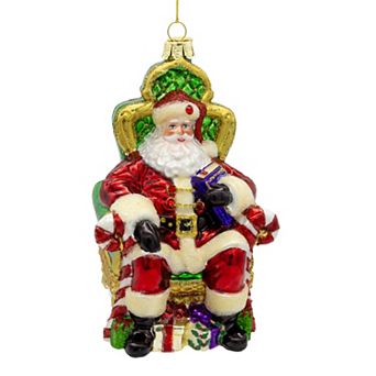 Kurt Adler Glass Santa On Throne Christmas Ornament