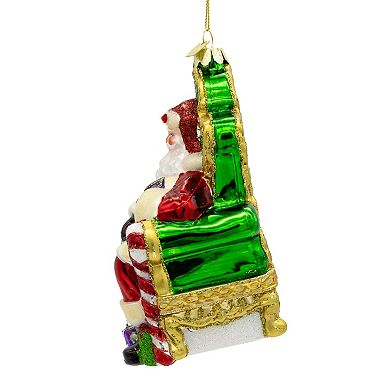 Kurt Adler Glass Santa On Throne Christmas Ornament