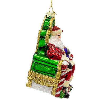 Kurt Adler Glass Santa On Throne Christmas Ornament