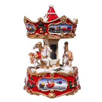 Kurt Adler 7-Inch Wind-Up Musical Carousel Table Decor Piece